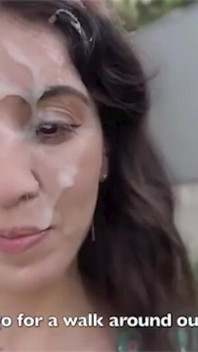 Teenie Bukkake Cumwalk - 18yo Covered in Cum Walking 