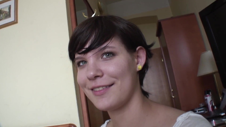 Toy Sluts: Brunette teen plays with glass dildo