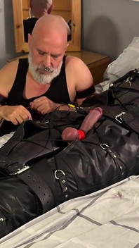First Time Bondaged Rubber Gimp - Hood Locked, Strapped & Used