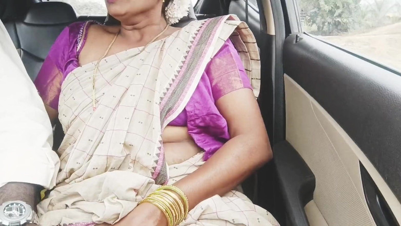 Telugu honey lips: パート-2、テルグ語の汚い話、義理の義理の息子の義理の母の車のロマンチックな旅