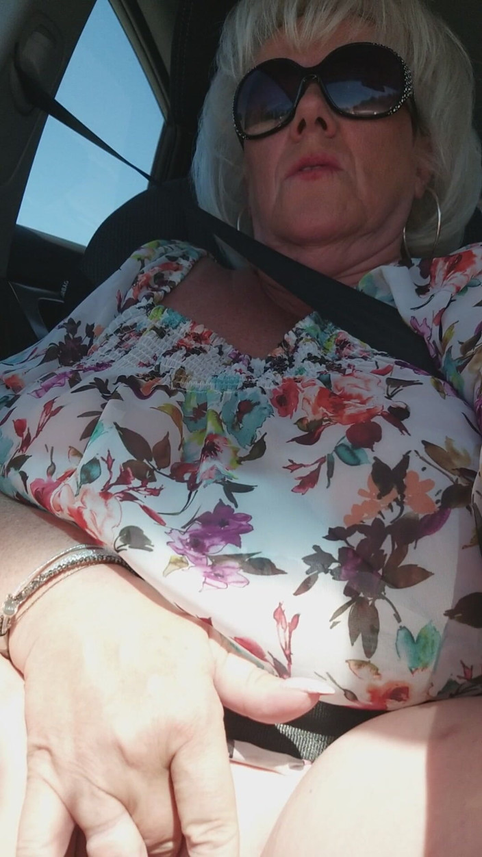 EroticOnlyClips: Mature Blonde Fingers Throbbing Pussy in Public Car Ride