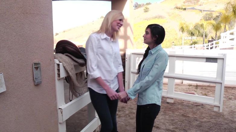 Girl on Girl: Two Beautiful Teens Get It Going in a Stable