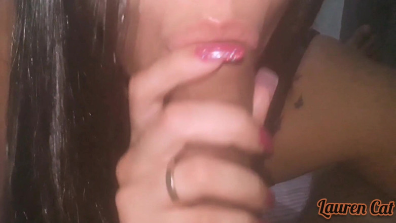 Lauren Cat: Brunette Suckling and Taking Fuck All Inside Her Mouth, She...