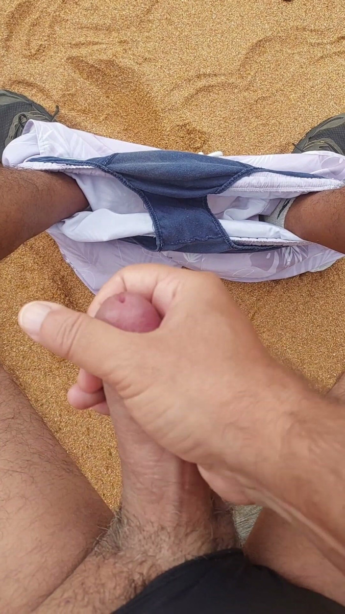 Ladysilvas: Ladysilva Masturbating His Cock on a Deserted Beach Until He...