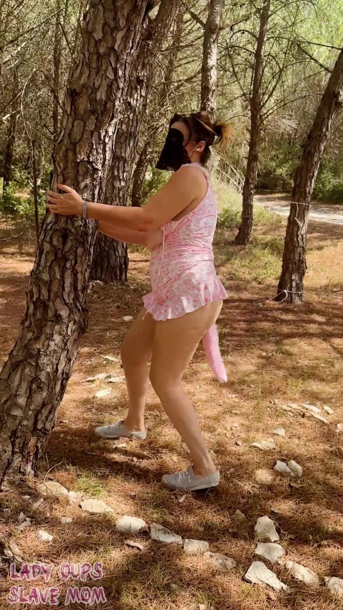 Lady Oups: Buttplug Micro Dress Submissive Collar in the Forest