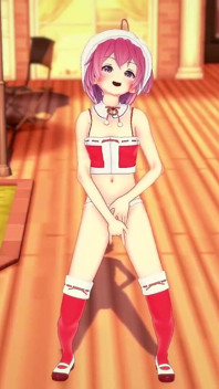 Santa Claus Girl menyentuh dirinya semasa membuka pakaian