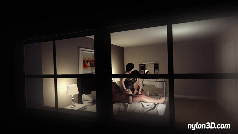 N3D animation: Trío con una polla gigantesca