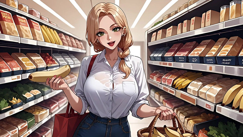 Goddess Topless: Seksowne zakupy spożywcze siadanie na twarzy w Aisle Chleba