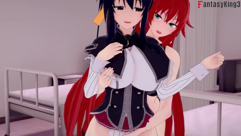 Fantasy king: Akeno menyertai seks bertiga dengan Rias Gremory - Siri Kegilaan Dxd...