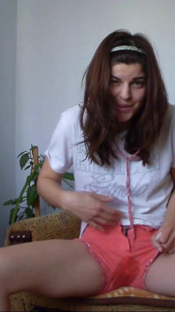 Sexy Teen Weting Her Short Pants and Empty Her Full Bladder