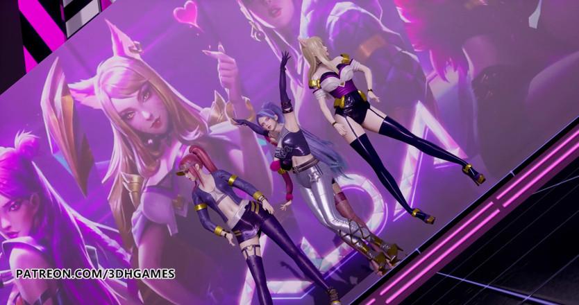 3D-Hentai Games: Black Pink - 스트립쇼, Ahri, Akali, Evelynn, Kaisa, 3D 에로틱 댄스를 좋아하는 방법