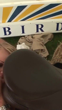 Caroline De Lys an unfaithful slut with a shaved pussy and light hair fucks a big cock with her pussy