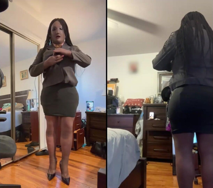 Deanna Doll: Black Babe Danae in a Super Tiny Mini Skirt Rubbing...