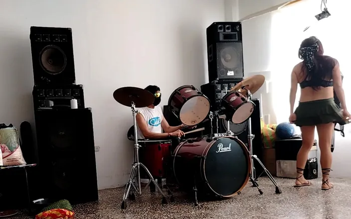 Goky: He Play the Drums for Her - She Dances, Stripping and...