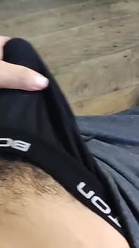 Horny Guy Playing with His Huge Throbbing Bulge in Underwear Ends up Moaning Until Orgasm