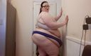 SSBBW Lady Brads: 超级肥胖的胖美女丁字裤和皮紧身裤试试看