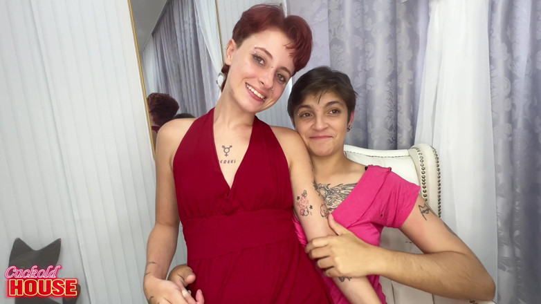 CuckoldHouse: Lycklig kille i en trekant med 2 mycket heta bisexuella tjejer