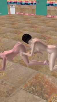 Animasyonlu 3 boyutlu transeksüel pornosu - güzel transeksüel soyunma odasında muhteşem kadın amına yumruk sokuyor