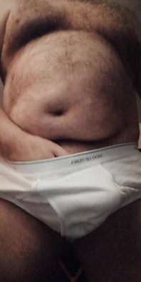 Wanking in My White Fruit of the Loom Briefs UK Hairy Stepdaddy Bear