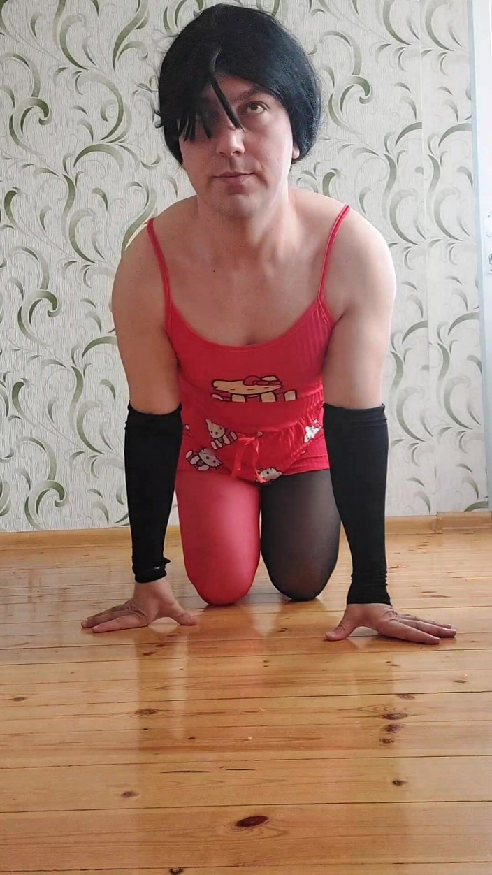 Kitty_Cross: Bbw blonde grote kont zwarte korte broek hete shemale sissy...