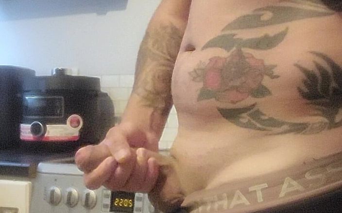 Garywhore: Horny Boy Wanking, Cumming Over Kitchen Counter &amp; Licking in up