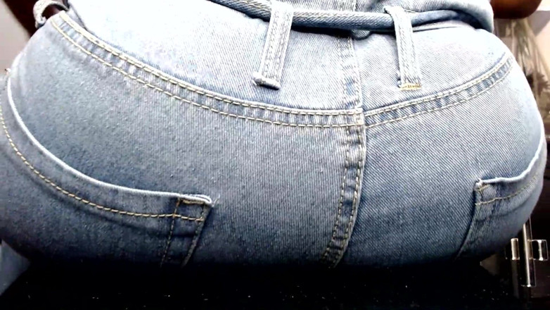 Maeling: Slut Teen Ruined in Jeans Ass-fyxiation with Giant Ass Unknowing