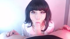 Miss Moons: Blowjob hamba Jambami Edges, pancutan mani besar di muka