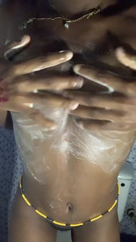 Hot Ebony Teen Enjoys Touching Her Boobs