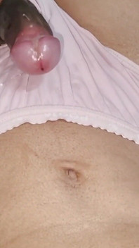 Cute Feminine Sissy Boy Cums in Stepmoms Panties