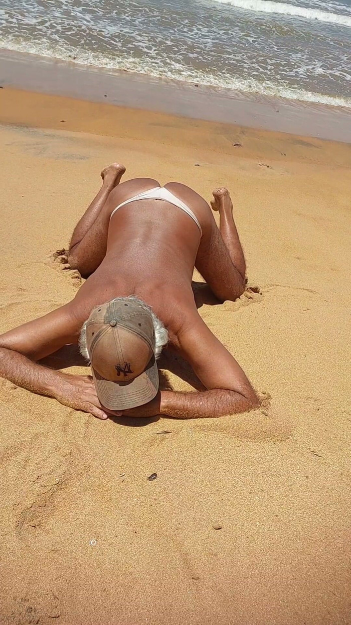Ladysilvas: Ladysilva on the Beach in Sexy Panties Tanning Her Hot...