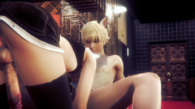 Yaoitube: Yaoi Femboy - Alan Ostry seks z 2 chłopcami