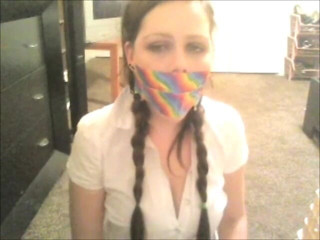 Selfgags classic: Snooping college girl gagged with stepsister’s kinky toys! (Episode 1 of 2)