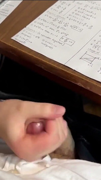 Busty Schoolgirl Handjob to a Classmate Under the Table at Math Class