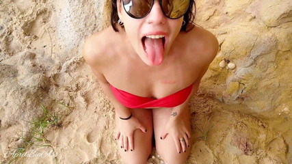 April BigAss: Drinking pee beach split cum swallow all