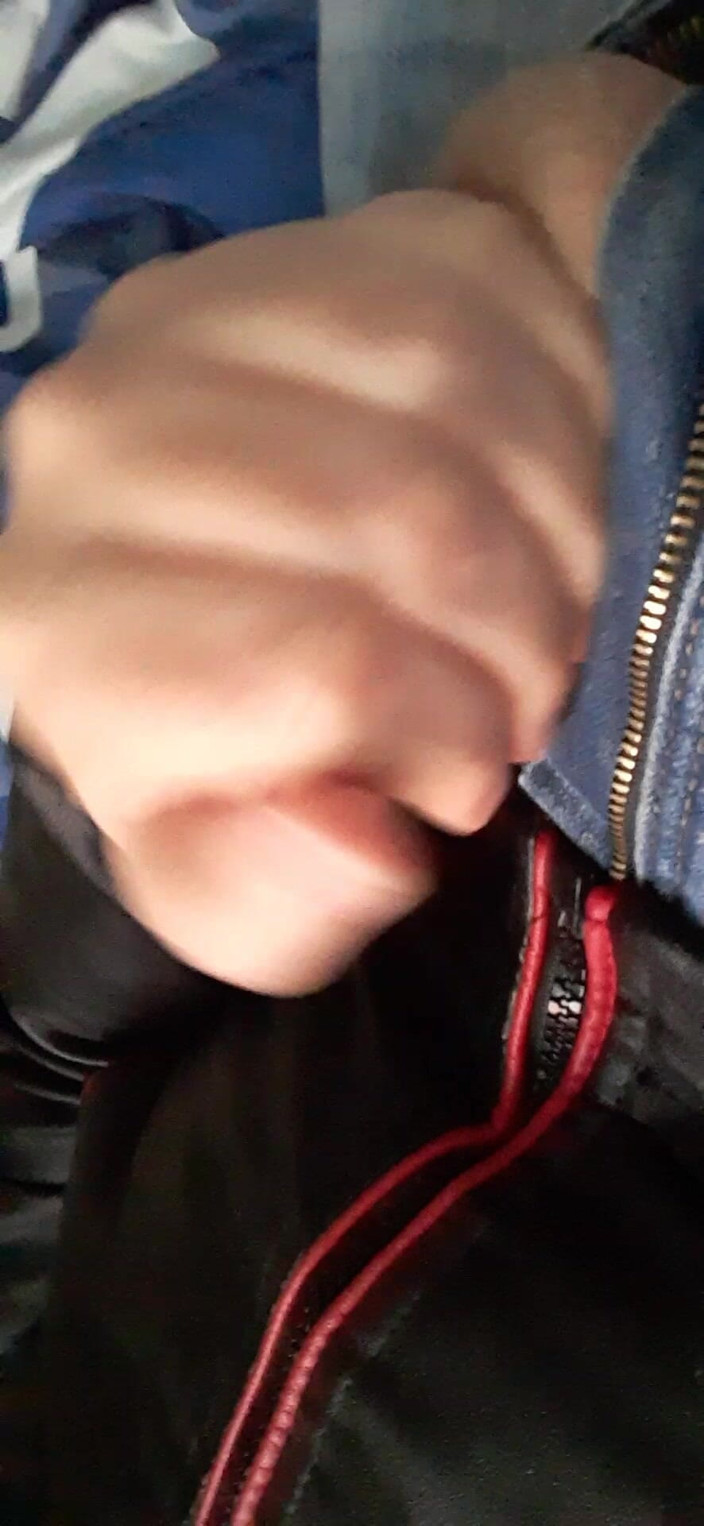 Rusty Sunnybrook: Jerking in New Red &amp; Black Leather Jacket