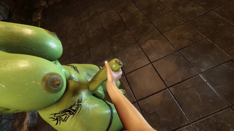 FutaPornoWorkshop: Futanari Orc BDSM Diepe Keel Pijpbeurt.