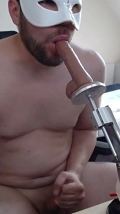 Master Dominates Useless Beta Male with Machine to Fuck Ass and Mouth with Cum Eating (Kinkymah)