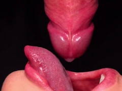Blowjob with Condom, Then Breaks It and Takes All the Sperm in His Mouth