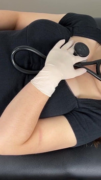 Eko Core Heart Auscultation in Cute Top and Shorts