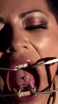 Restrained babe sucks her master's big and hard cock