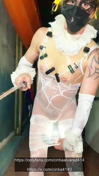 Sexy Femboy White Lingerie Very Sexy Dress Walking Outside
