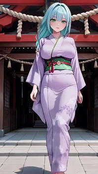 Nữ thần kimono màu tím! Không thể xử lý sự ướt át dưới cổng Torii đỏ