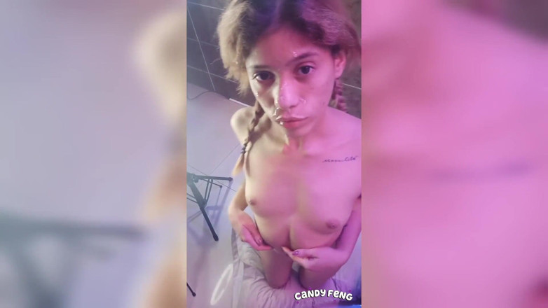 Candy Feng: Une fille incroyable suce et avale une grosse bite