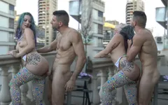 Ateşli beyaz götlü Arjantinli terasta sikiliyor