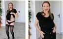 Maria Old: MiLF calda che scuote enormi tette naturali, indossa calze nere...