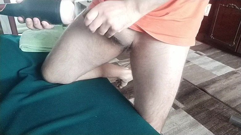 Hot guy solo: Gay model fucks pussy toy and cums twice on webcam