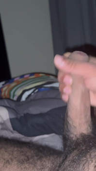 Hairy Black Man Jerking off Before Bed
