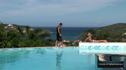 Italian hot scout and friends: Very slutty blondie fucked in the pool