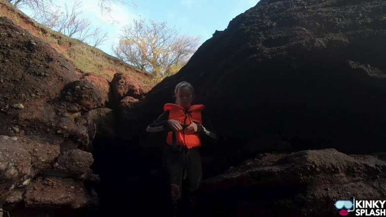 UKCuteGirl Lucy Lauren: Bright Orange Helly Hansen Life Jacket Strap Play