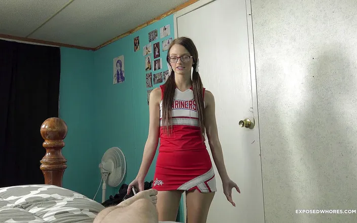 Exposed Whores Media: Farrah Valentine - Cheerleader gives her stepbrother a handjob to take...